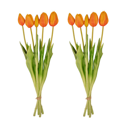 Tulpenstrauß – 10 Stück – Verschiedene Farben – ‘Real Touch’ Kunsttulpen – 42 cm (weiß/grün)