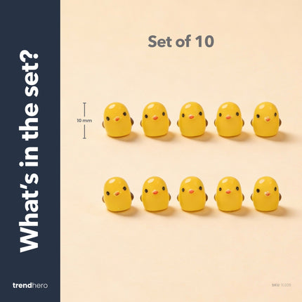 Chick Class – Decorative Mini Chicks – Yellow – Set of 10 – ↑ 1 cm