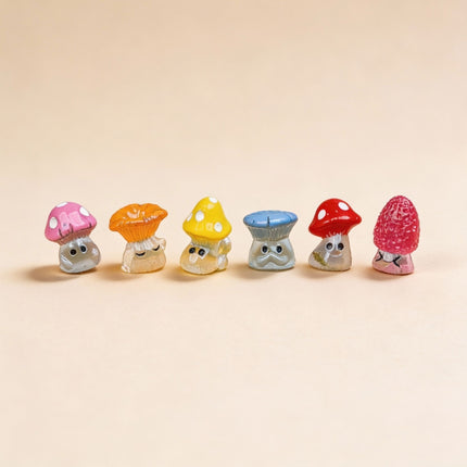 Night Mushrooms - Set de 6 - Figurines miniatures - ↑ 2 cm - Phosphorescent