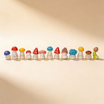 Mushroom Party – Decorative Mini Mushroom Figurines – Set of 13 – ↑ 2 cm