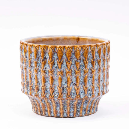 Echo Rustic - Plantenpot - Blauw/bruin - Ø 10 cm ↑ 9 cm