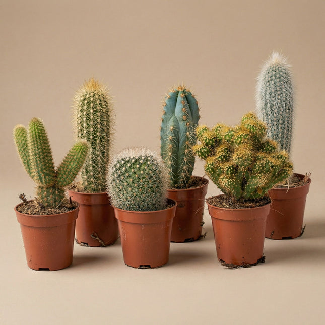 Cacti Set of 6 in Ceramic Mini Pot San Juan - ↑ 8–12 cm