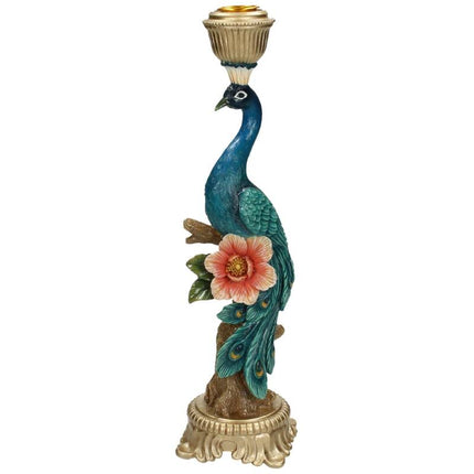 Kaarsenhouder - Pauw Meerkleurig- 29 cm