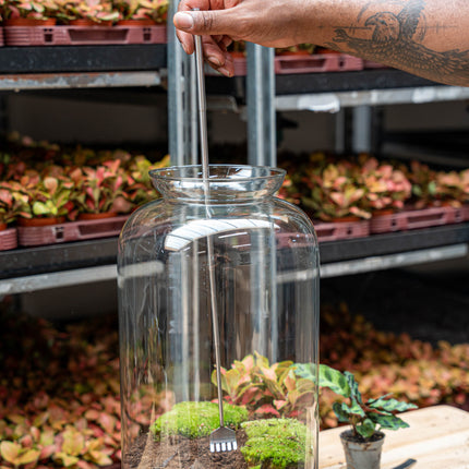 Flaschengarten-Werkzeug – Harke – 16–49 cm – Teleskop – Edelstahl - Terrarium Werkzeug