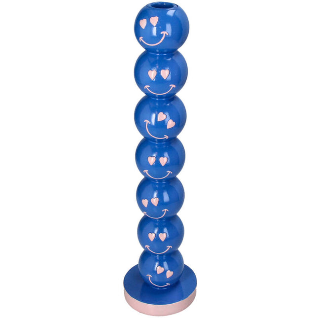 Kandelaar Smiley Blauw Ballen 9x9x36cm 