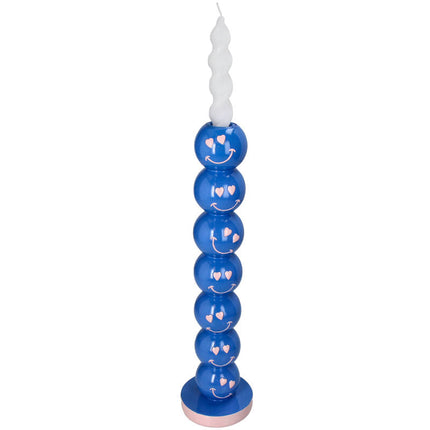 Support de bougie Smiley Boules Bleues 9x9x36cm