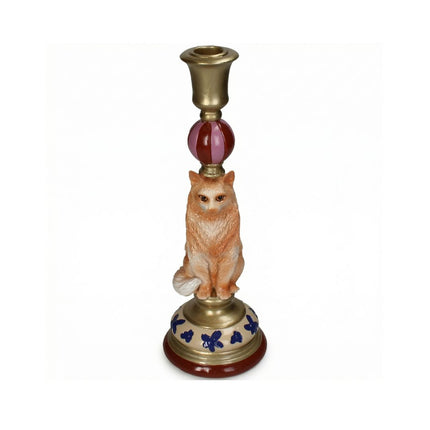 Cat Candle Holder Polyresin Ø9,5 ↑27 cm