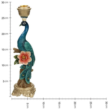 Kaarsenhouder - Pauw Meerkleurig- 29 cm