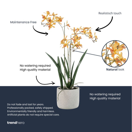 Renanthera Orchidee Gelb & Orange im Topf - 56 cm - Künstliche Pflanze