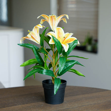Lily in pot - Yellow/orange - Artificial plant - ↑ 33 cm