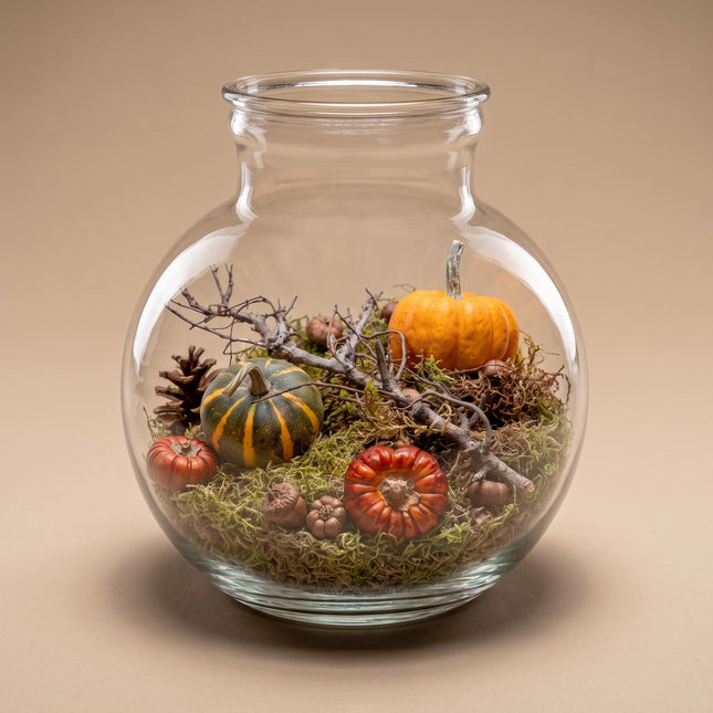 Autumn open terrarium - Teddy bottle Ø 25 cm ↑ 26,5 cm