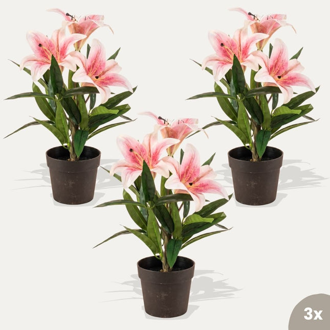 Lily pink -3 pcs- Artificial Plants - Bundle set