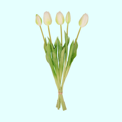 Tulpenstrauß – Gelb – ‘Real Touch’ Kunsttulpen – 5 Stiele – 43 cm