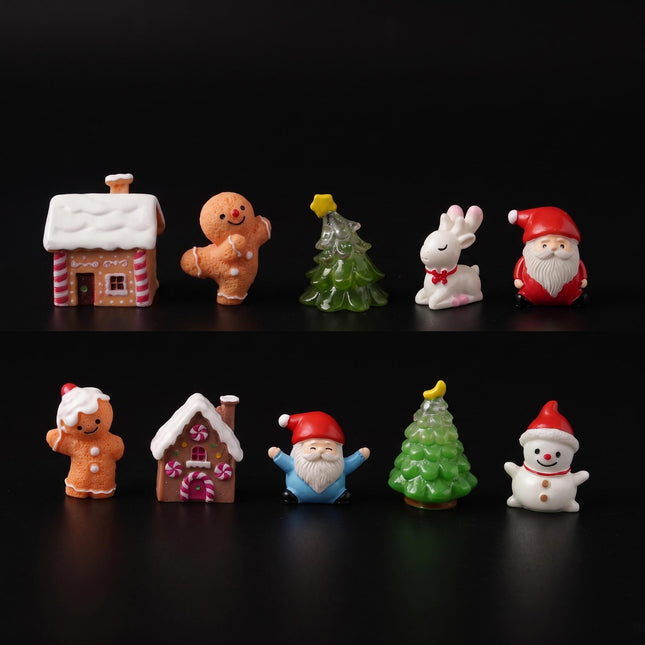 Lebkuchen Weihnachtsdorf Set - 10 Stück - Miniatur ↔ 2-3,5