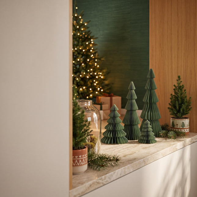 Paper tree green - Christmas set - 4pcs