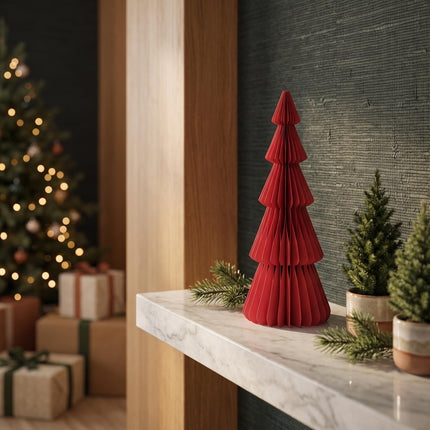 Paper tree red - Christmas set - 3pcs