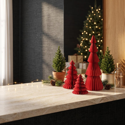 Paper tree red - Christmas set - 3pcs