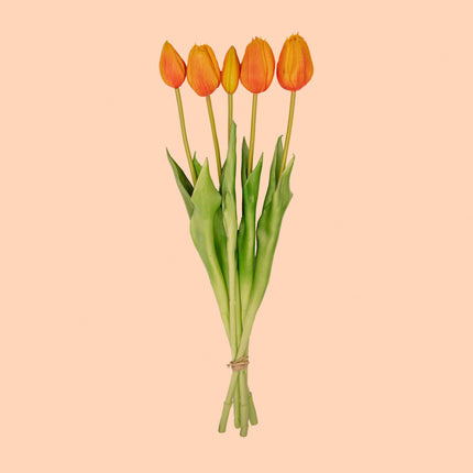 Tulpenstrauß – Gelb – ‘Real Touch’ Kunsttulpen – 5 Stiele – 43 cm