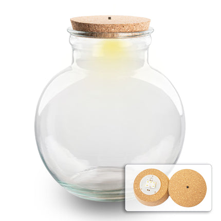 Bouteille terrarium 'Teddy' - Bouchon LED - Ferme ↑ 26,5 cm
