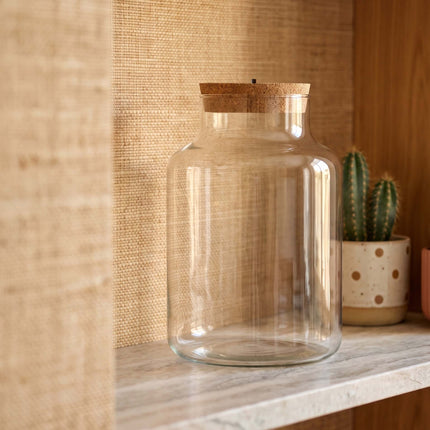 Bouteille terrarium 'Milky' avec LED - Ferme ↑ 30 cm