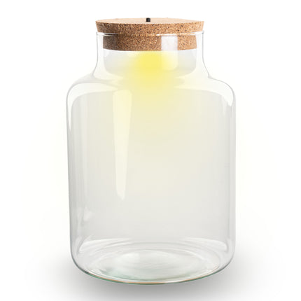 Terrarium bottle 'Little Milky' - Incl. LED cork - Closed terrarium Ø 17 cm ↑ 25 cm