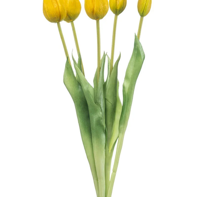 Tulip Bouquet - Yellow - ‘Real Touch’ Artificial Tulips - 5 Tulip stems - 43 cm