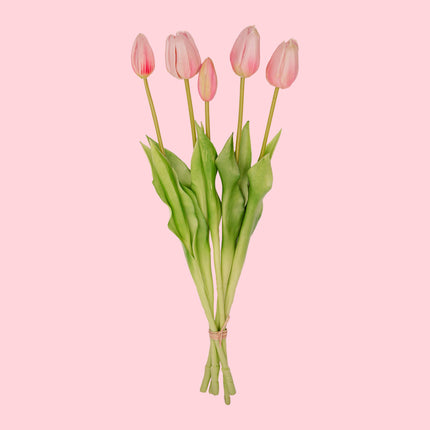 Tulpenstrauß – Gelb – ‘Real Touch’ Kunsttulpen – 5 Stiele – 43 cm