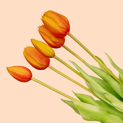 Tulpenstrauß – Gelb – ‘Real Touch’ Kunsttulpen – 5 Stiele – 43 cm