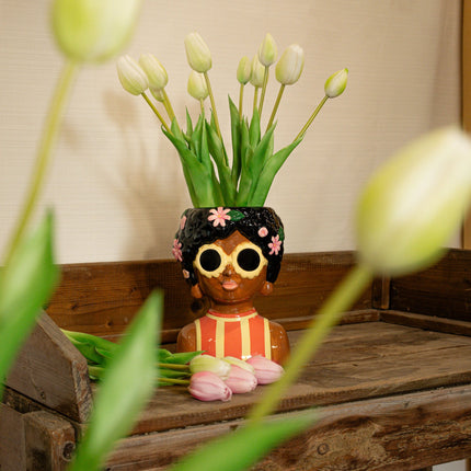 Tulpenstrauß – 10 Stück – Verschiedene Farben – ‘Real Touch’ Kunsttulpen – 42 cm (weiß/grün)