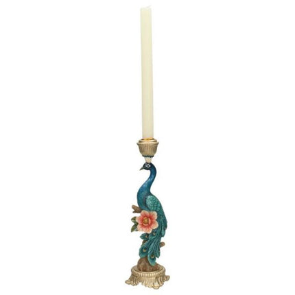 Kaarsenhouder - Pauw Meerkleurig- 29 cm